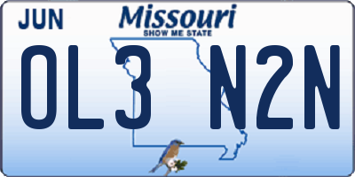 MO license plate OL3N2N