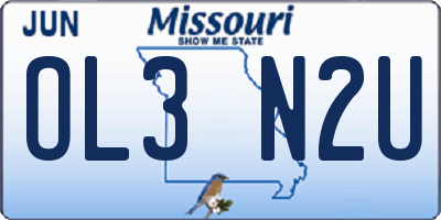MO license plate OL3N2U