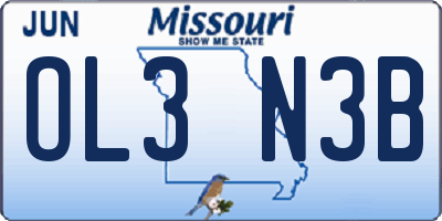 MO license plate OL3N3B