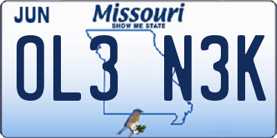 MO license plate OL3N3K
