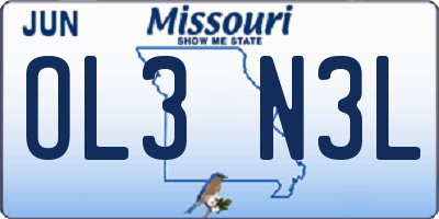 MO license plate OL3N3L
