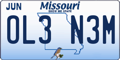 MO license plate OL3N3M