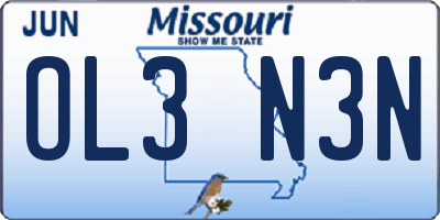 MO license plate OL3N3N