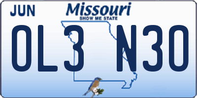MO license plate OL3N3O