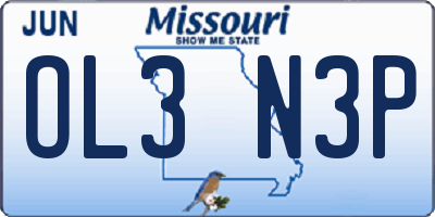 MO license plate OL3N3P