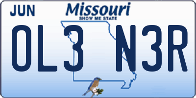 MO license plate OL3N3R