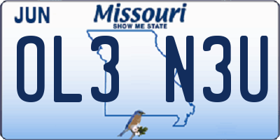 MO license plate OL3N3U