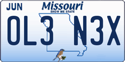 MO license plate OL3N3X