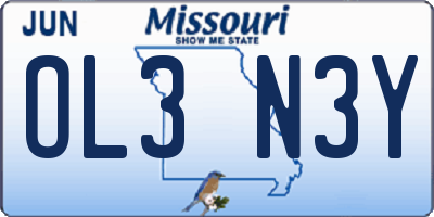 MO license plate OL3N3Y