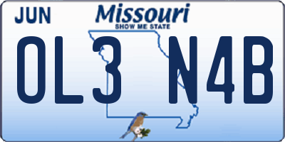 MO license plate OL3N4B