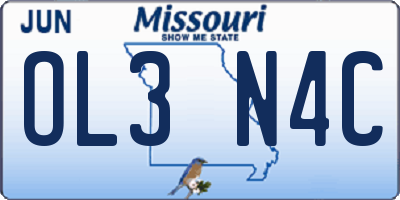 MO license plate OL3N4C