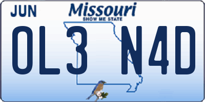MO license plate OL3N4D