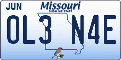 MO license plate OL3N4E