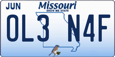 MO license plate OL3N4F