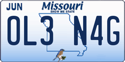 MO license plate OL3N4G