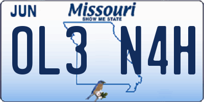 MO license plate OL3N4H