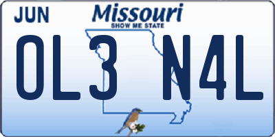 MO license plate OL3N4L