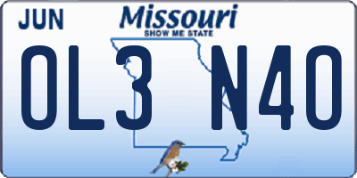 MO license plate OL3N4O