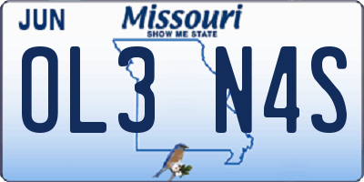 MO license plate OL3N4S