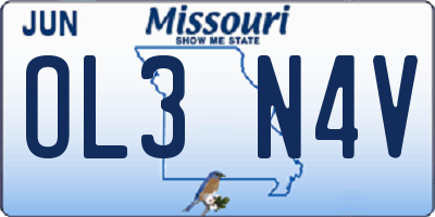 MO license plate OL3N4V