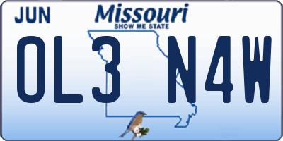 MO license plate OL3N4W