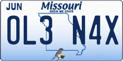 MO license plate OL3N4X
