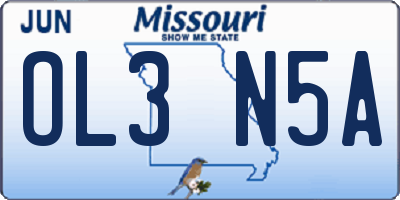 MO license plate OL3N5A