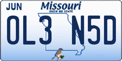 MO license plate OL3N5D