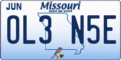 MO license plate OL3N5E