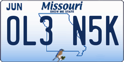 MO license plate OL3N5K