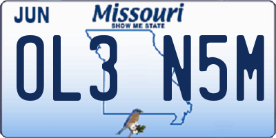 MO license plate OL3N5M
