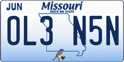 MO license plate OL3N5N