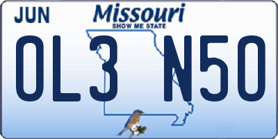MO license plate OL3N5O