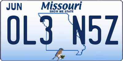 MO license plate OL3N5Z