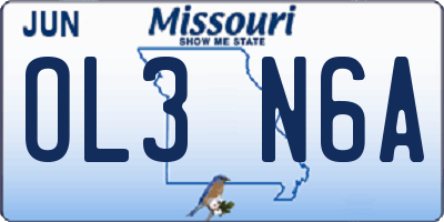 MO license plate OL3N6A