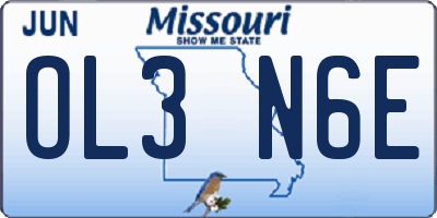 MO license plate OL3N6E