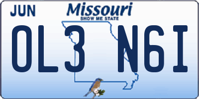 MO license plate OL3N6I
