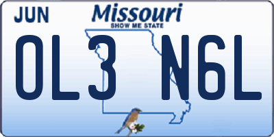 MO license plate OL3N6L