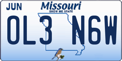 MO license plate OL3N6W