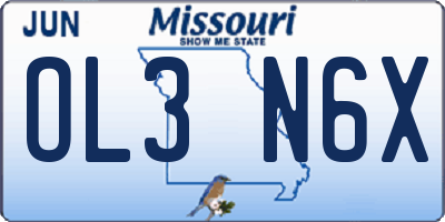 MO license plate OL3N6X