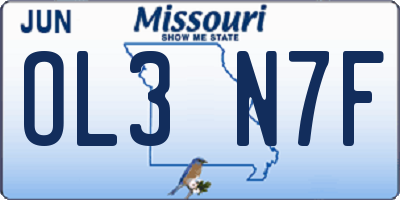 MO license plate OL3N7F