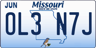 MO license plate OL3N7J