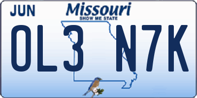 MO license plate OL3N7K