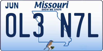 MO license plate OL3N7L