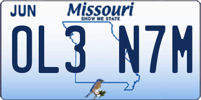 MO license plate OL3N7M