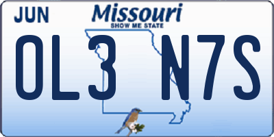 MO license plate OL3N7S