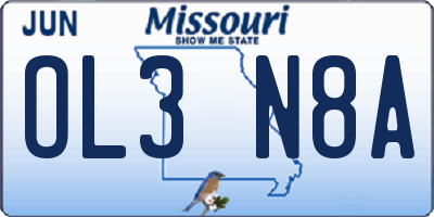 MO license plate OL3N8A
