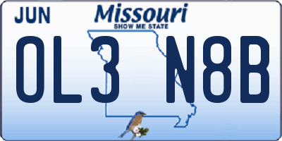 MO license plate OL3N8B