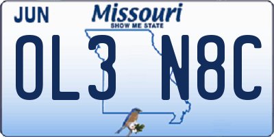 MO license plate OL3N8C