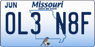 MO license plate OL3N8F